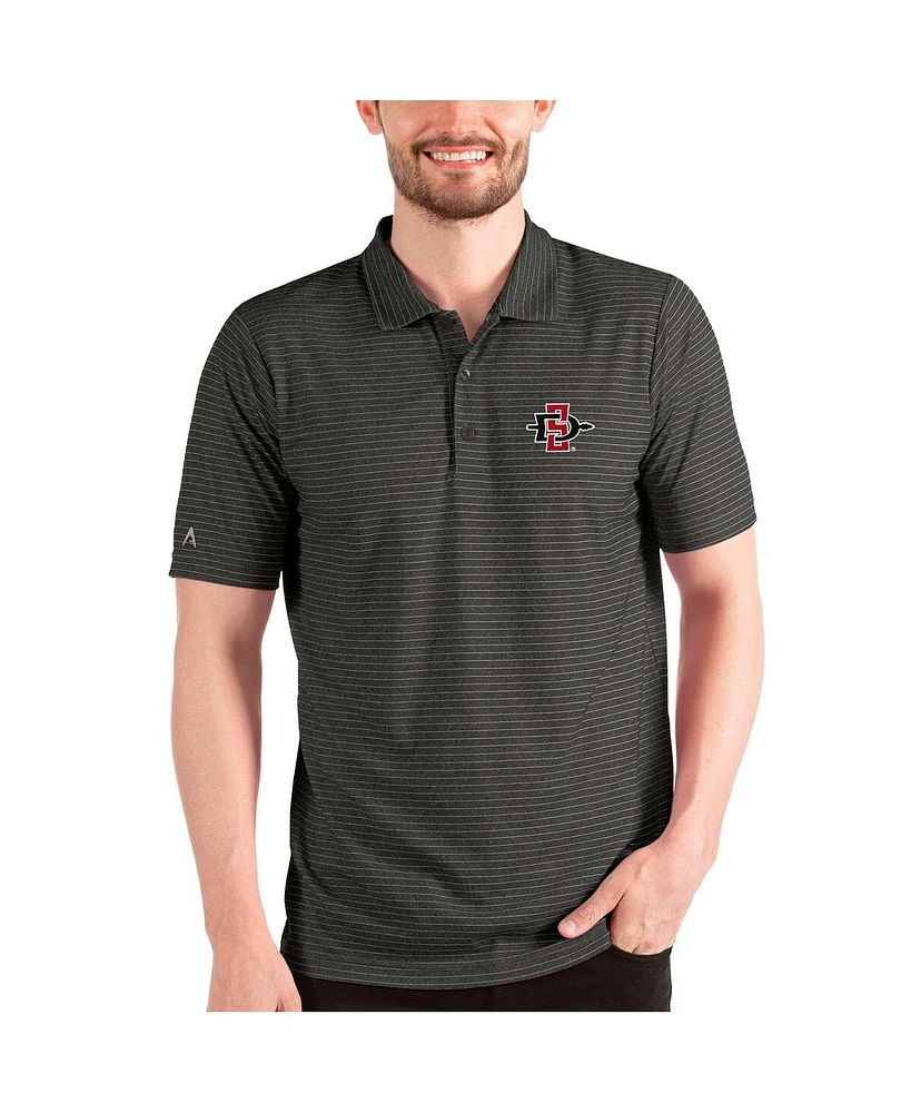 Antigua Men's Heathered Black/Silver San Diego State Aztecs Esteem Polo