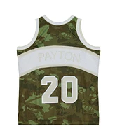 Mitchell & Ness Men's Gary Payton Camo Seattle Supersonics Hardwood Classics 1984/85 Ghost Green Swingman Jersey