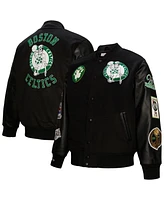 Mitchell & Ness Men's Black Boston Celtics Hardwood Classics Blackout Collection Full-Snap Varsity Jacket