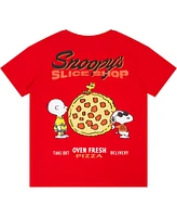 Freeze Max Big Boys and Girls Red Peanuts Snoopy's Slice Shop T-Shirt