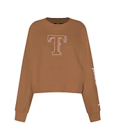 Pro Standard Women's Brown Texas Rangers Paint The City Pullover Cropped Sweatshirt