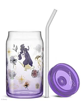 JoyJolt Disney Princess Icon Tumbler Glasses with Lids, Set of 4