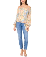 Sam & Jess Women's Printed Off-The-Shoulder Long-Sleeve Top