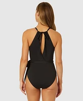 Anne Cole Women's Plunge-Neckline One-Piece Swimsuit