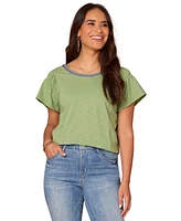 Democracy Petite Scoop-Neck Cropped T-Shirt