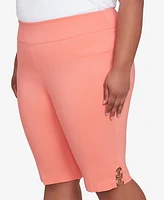 Hearts Of Palm Plus Spring Forward Solid Tech Stretch Pull On Skimmer Pants