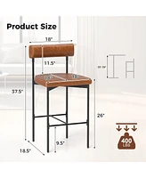 26" Upholstered Bar Stools Set of with Padded Cushion & Backrest Footrest