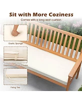 Outdoor 3-Seat Wood Bench 64 Inches Extra Long Acacia Chair with Seat Cushion