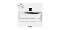 Cuisinel Glass Lid - 10"-inch/25.4-cm/264mm - Compatible with Lodge - Fully Assembled Tempered Replacement Cover - Oven Safe for Skillet Pots Pans