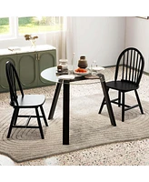 3 Pcs Dining Set for 2 Round Table with Chairs Solid Rubber Wood Frame Modern