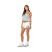 Women's Nox striped crochet tube top