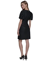 Karl Lagerfeld Paris Women's Bow-Trim A-Line Dress