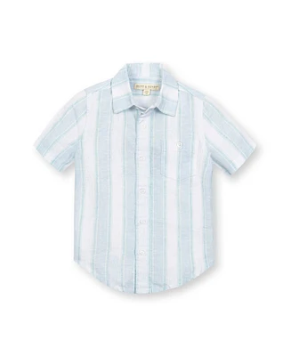 Hope & Henry Boys' Linen Short Sleeve Button Down Shirt