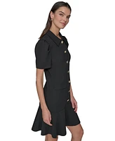 Karl Lagerfeld Paris Women's Collared Short-Sleeve Dress