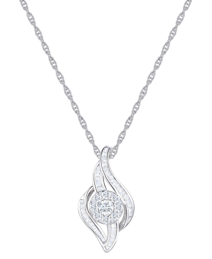 Diamond Swirl Pendant Necklace (1/2 ct. t.w.) in 10k White Gold