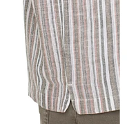 Liverpool Los Angeles Men's Relaxed Fit Short Sleeve Striped Button-Front Shirt