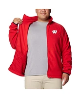 Columbia Men's Red Wisconsin Badgers Flanker Iv Fleece Raglan Full-Zip Jacket