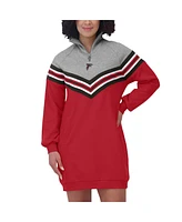 Wear by Erin Andrews Women's Red/Heather Gray Atlanta Falcons Chevron Stripe Dress