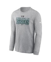 Nike Men's Heather Gray Philadelphia Eagles Super Bowl Lix Nola Inspired Long Sleeve T-Shirt