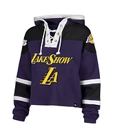 '47 Brand Women's Purple Los Angeles Lakers 2024/25 City Edition Superior Cropped Lace-Up Pullover Hoodie