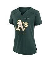 Nike Women's Green Athletics Pure Pride Boxy Performance Notch Neck T-Shirt