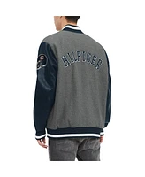 Tommy Hilfiger Men's Heather Gray/Navy Chicago Bears Gunner Full-Zip Varsity Jacket