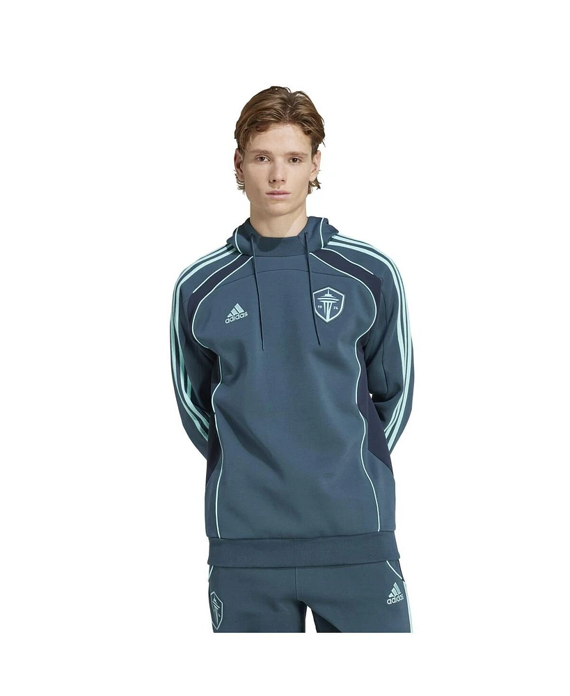 Adidas Men's Aqua Seattle Sounders Fc 2025 Travel Pullover Hoodie