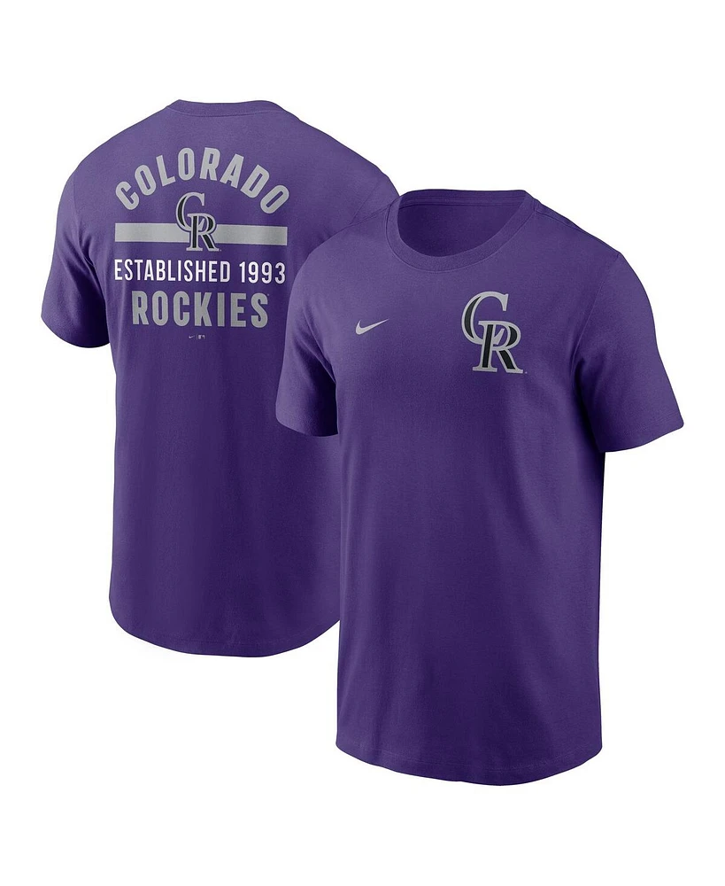 Nike Men's Purple Colorado Rockies 2-Hit T-Shirt