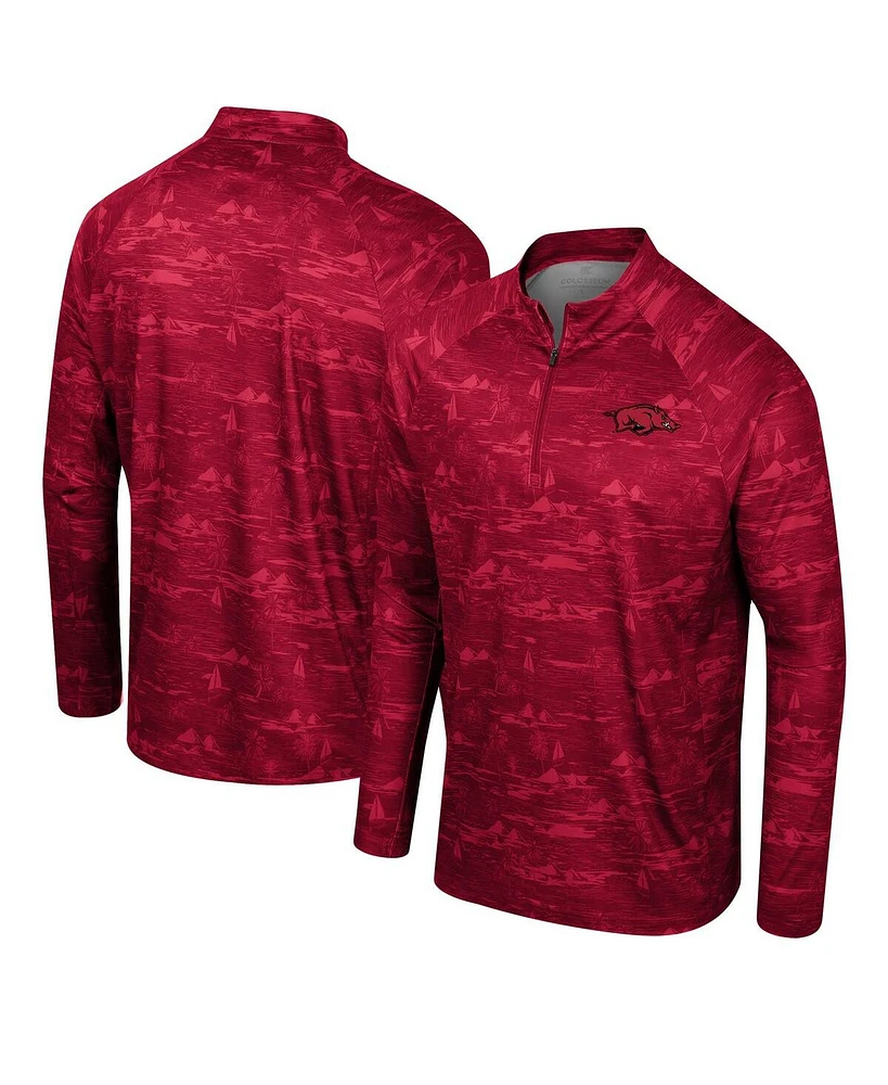 Colosseum Men's Cardinal Arkansas Razorbacks Carson Raglan Quarter-Zip Jacket