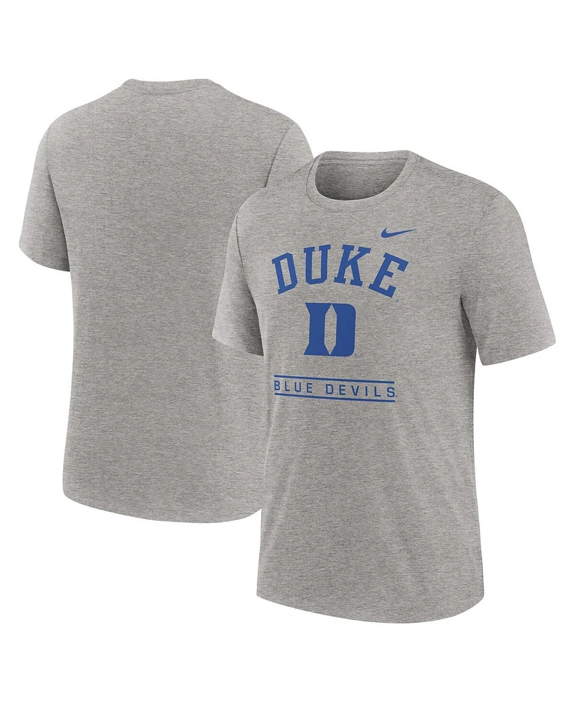 Nike Men's Heather Gray Duke Blue Devils Arch Over Logo Tri-Blend T-Shirt