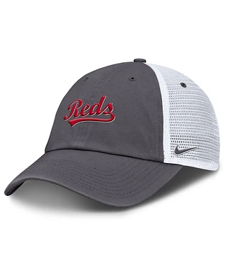 Nike Men's Gray Cincinnati Reds Wordmark Club Adjustable Trucker Hat