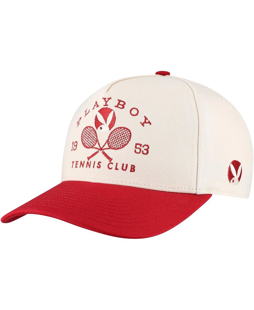 Lids Men's Cream/Red Playboy Tennis Club A-Frame Adjustable Hat