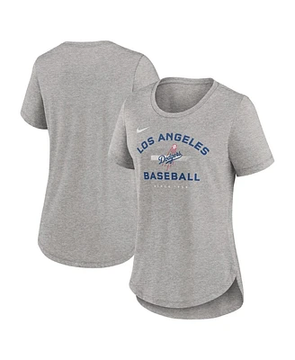 Nike Women's Heather Gray Los Angeles Dodgers Hot Prospect Tri-Blend T-Shirt