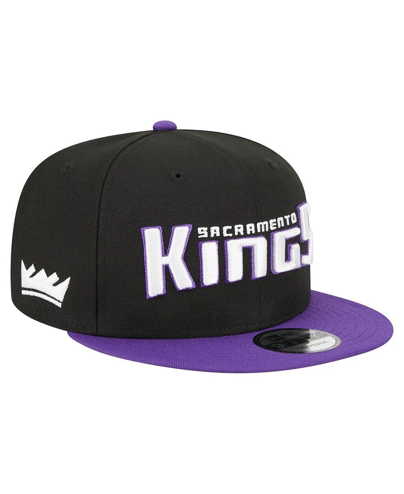 New Era Men's Black/Purple Sacramento Kings Jersey Hook Statement Edition 9FIFTY Snapback Hat