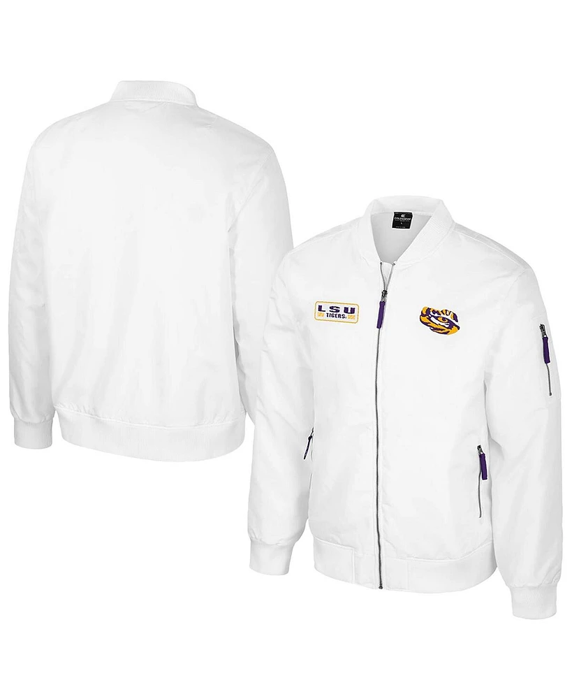 Colosseum Men's Lsu Tigers White Rabbit Full-Zip Bomber Jacket