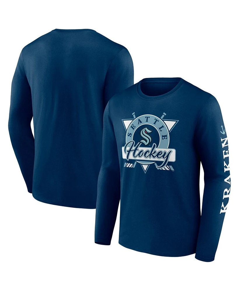 Fanatics Men's Deep Sea Blue Seattle Kraken Rinkside Long Sleeve T-Shirt