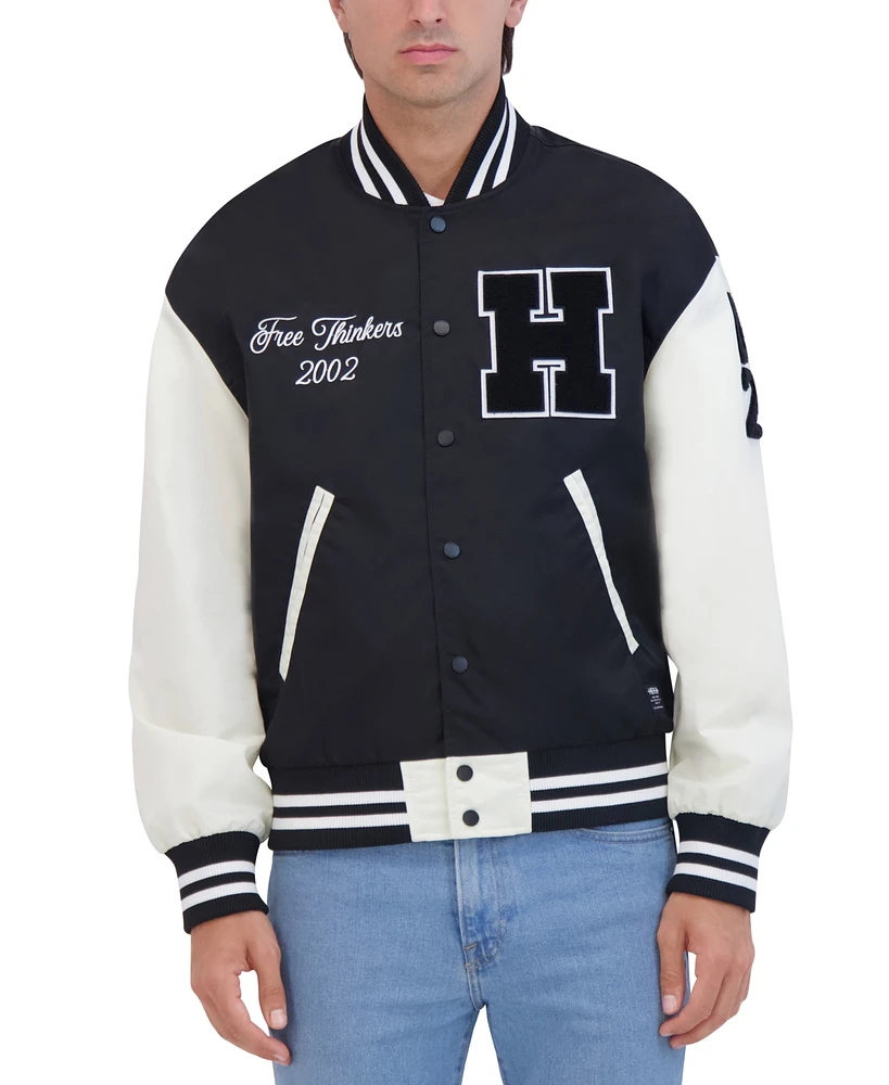 Hudson Men's Hm-300 Lightweight Satin Nylon Varsity Jacket