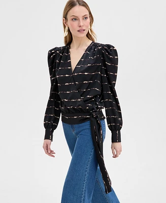 I.n.c. International Concepts Women's Printed Puff-Sleeve Blouse, Exclusively at Macy's