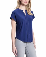 Jones New York Petite V-Neck Trimmed Top