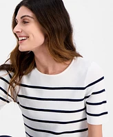 Tahari Asl Women's Striped Short-Sleeve Sweater