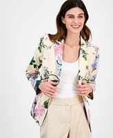 Tahari Asl Women's Floral-Print One-Button Jacket