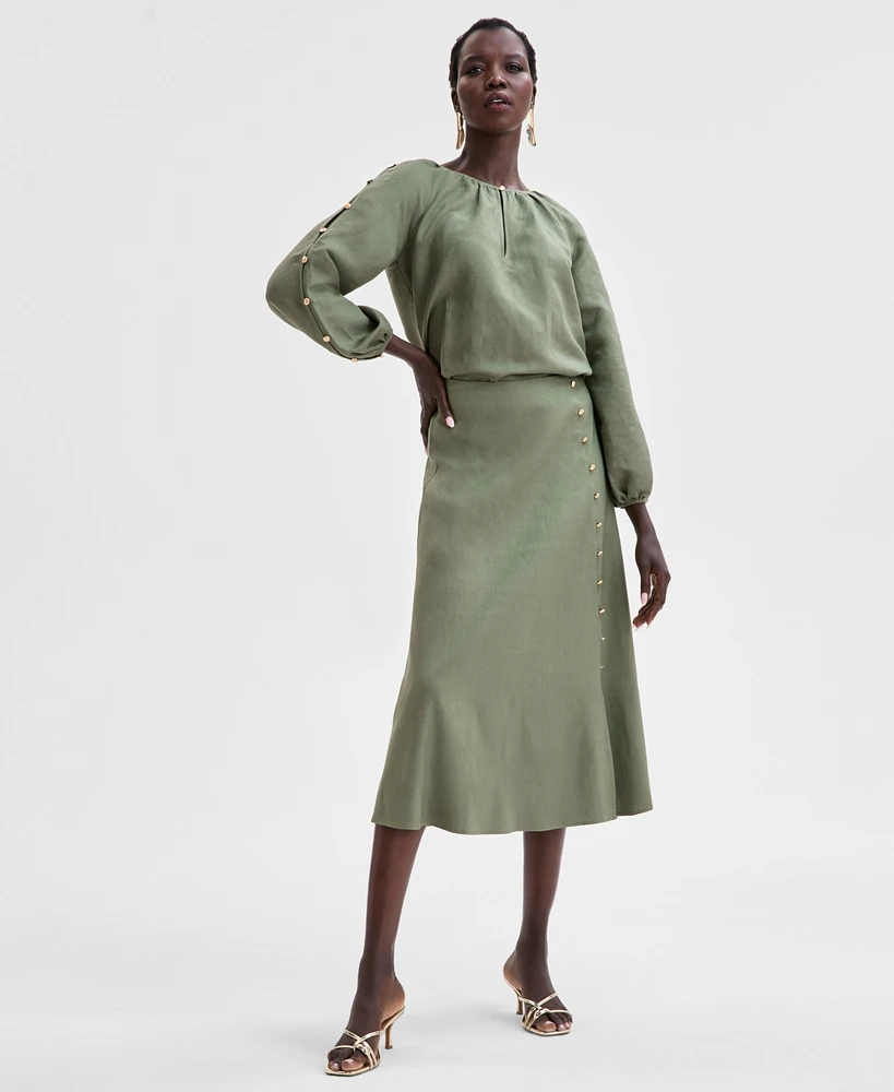 I.n.c. International Concepts Women's Side Button Skirt, Exclusively at Macy's