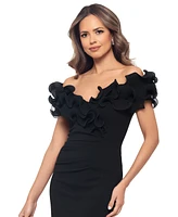 Xscape Women's Ruffled Off-The-Shoulder Scuba Crepe Dress