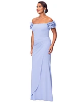 Xscape Women's Embellished-Strap Off-The-Shoulder Gown