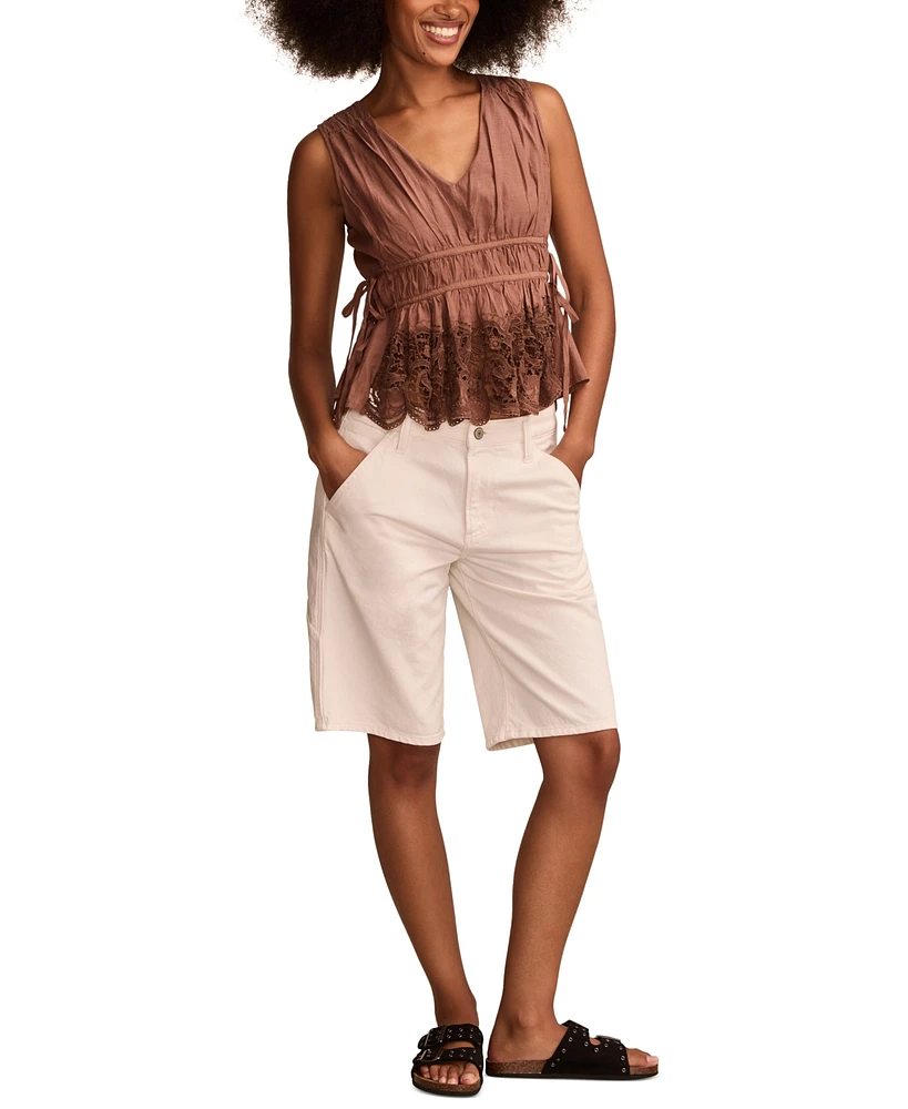 Lucky Brand Women's Sleeveless Ruched Side-Tie Top