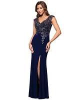 Xscape Women's Embellished V-Neck Sleeveless Gown