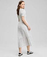 And Now This Women's Cotton Dot-Print Smocked-Waist Dress, Exclusively at Macy's