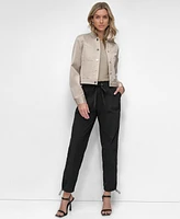 Dkny Women's Sateen Cropped Snap-Front Jacket