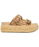 Dolce Vita Women's Falyn Platform Double Buckle Raffia Woven Footbed Sandals