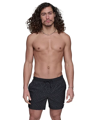 Karl Lagerfeld Paris Men's Regular-Fit Quick-Dry 5" Swim Trunks with Boxer Brief Liner